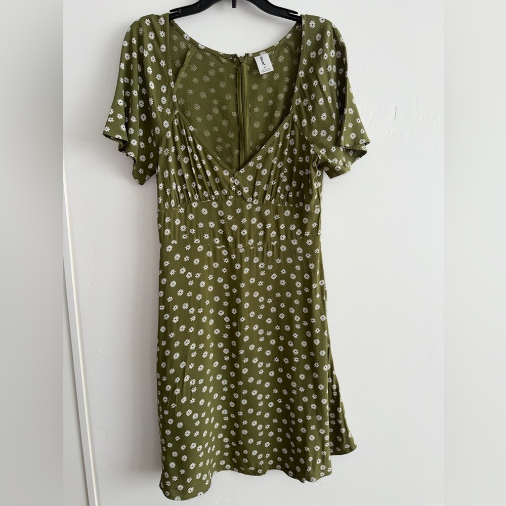 Abound Cottagecore Green Daisy Milkmaid Dress XS Prairie Spring Easter Romantic